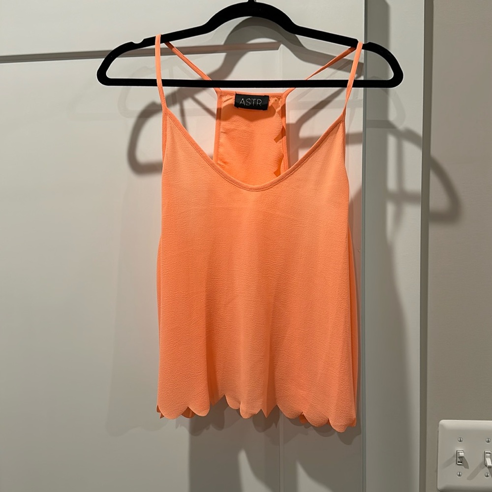 Orange Crop Scalloped Hem Open Back Tank Large